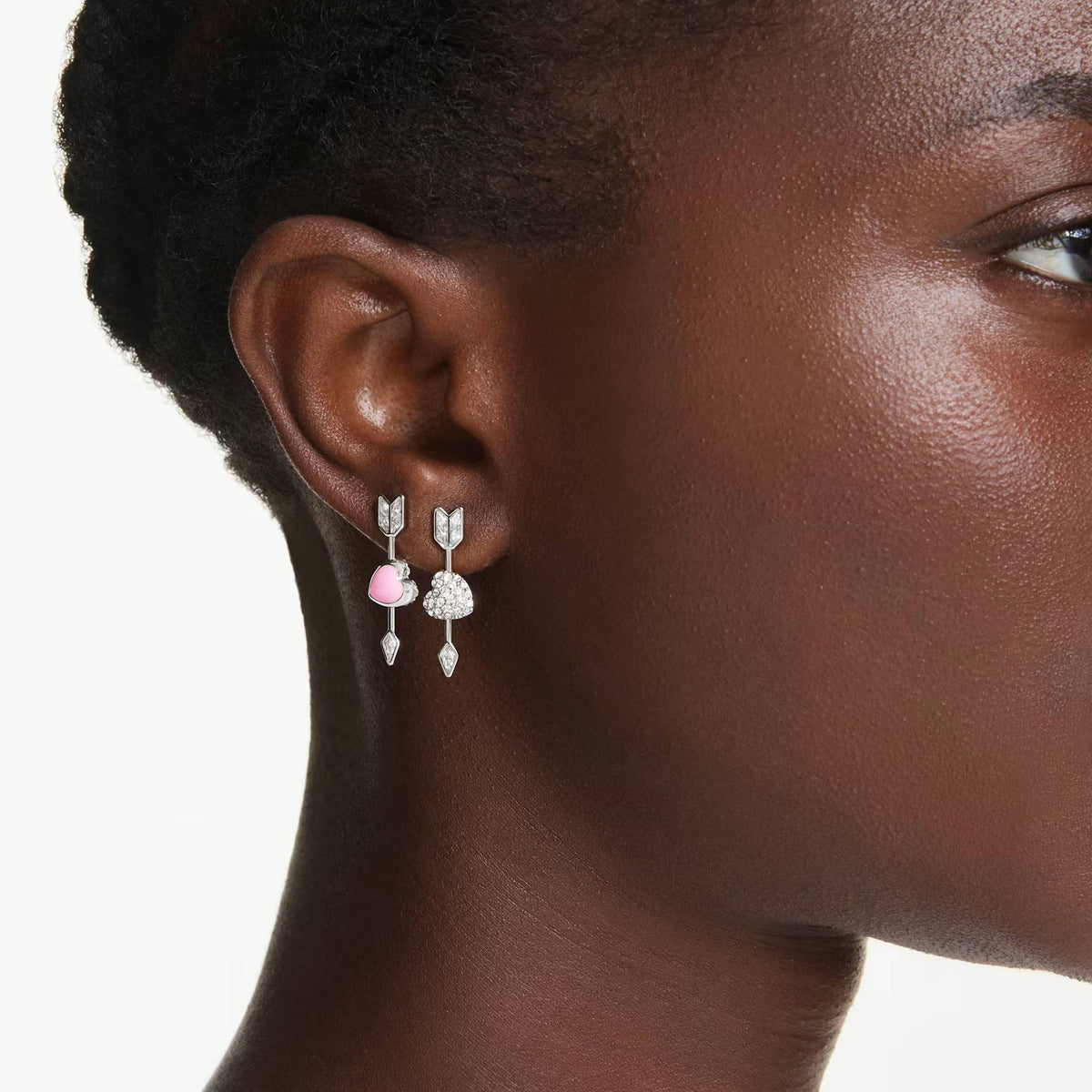 Swarovski Ohrhänger Damen Idyllia Herz mit Pfeil Weiß Rhodiniert 5749602