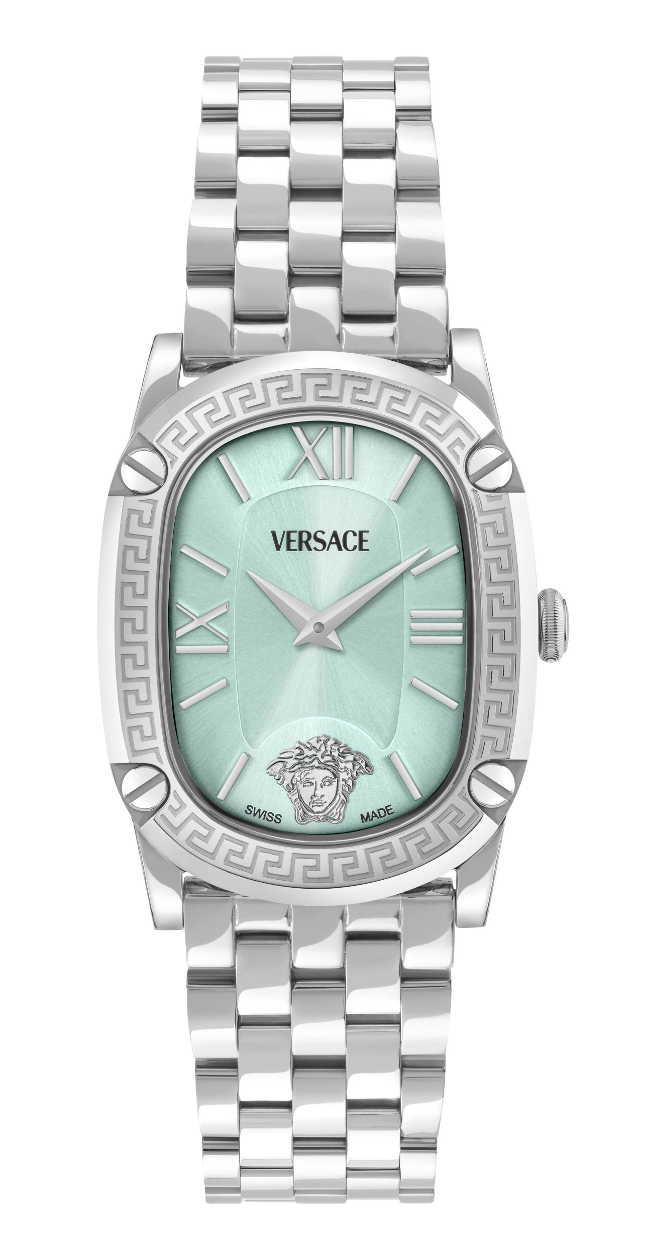 Versace Uhr Damen Greca Couture Silber Blau Edelstahl VE1B01025