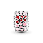 PANDORA Rotes und rosafarbenes Herz Charm Sterling-Silber 10,8 x 10,8 x 6,6 mm (T/H/B)