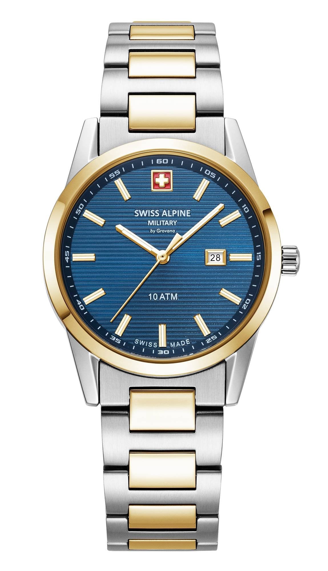 Swiss Alpine Military Damen Armbanduhr Argos bicolor blau 34mm Quarz 10ATM 7767.1145