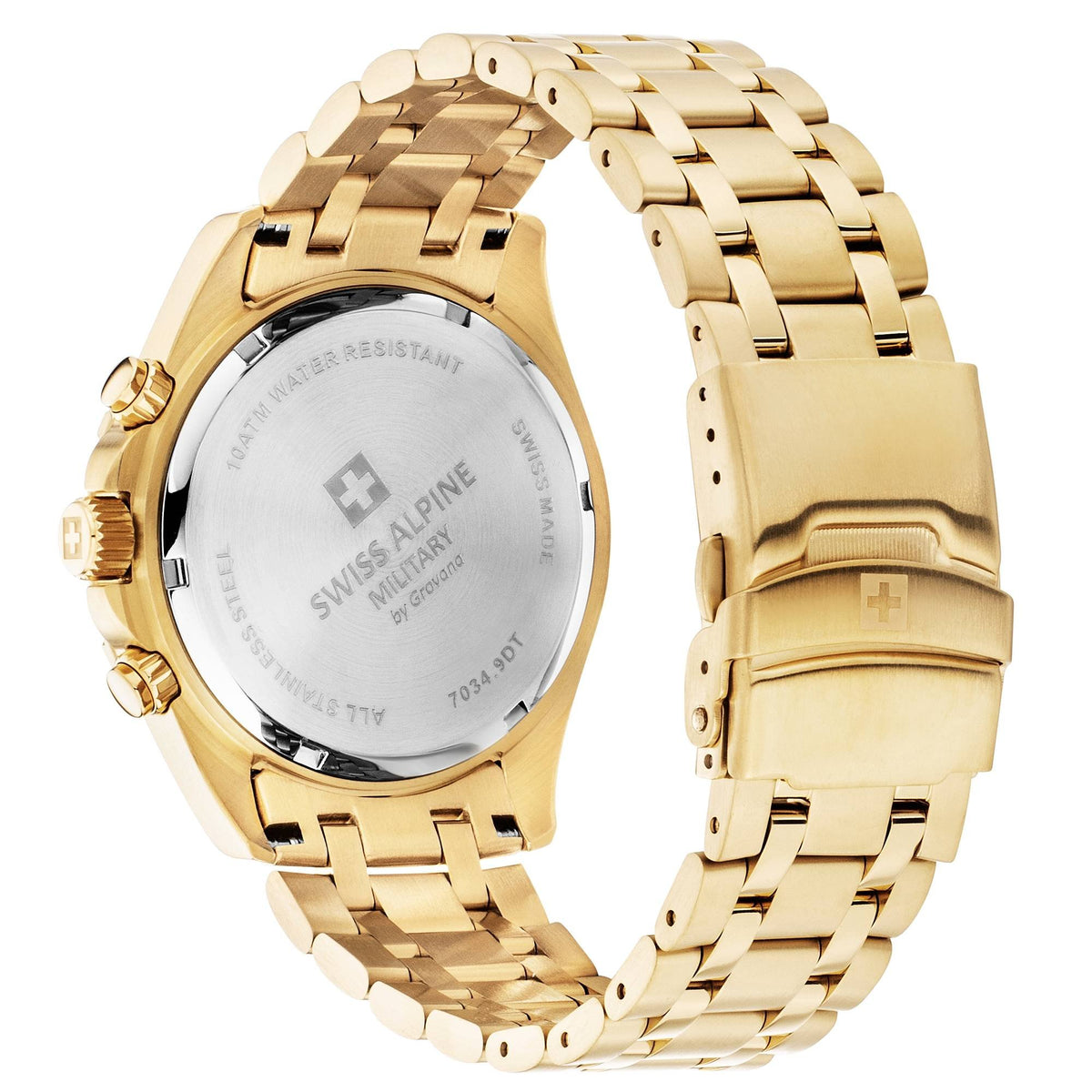 Swiss Alpine Military 7034.9118  Sierra Chrono Herrenuhr - Edelstahlgehäuse in Gold mit grünem Ziffernblatt 7034.9118