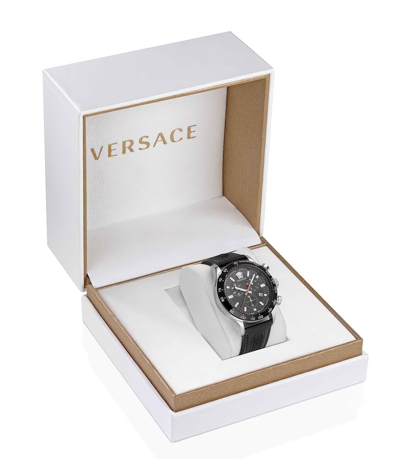 Versace Herren Chronograph Hellenyium Chrono Schwarz Gold VE2U00122