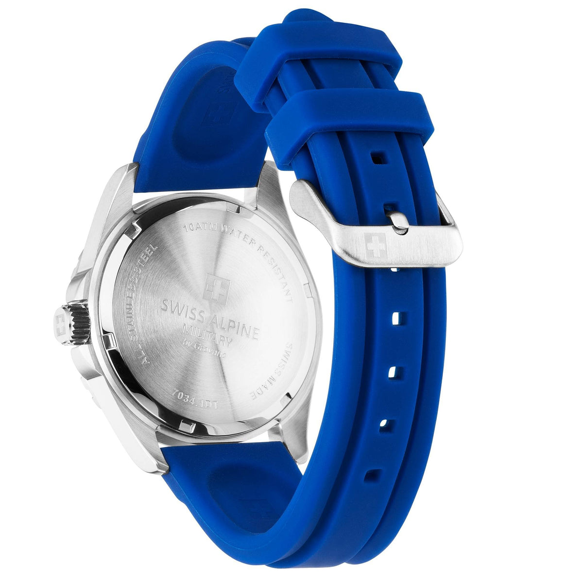 Swiss Alpine Military Herrenuhr für Herren, Modell Sierra, silber-blau, Artikelnummer 7034.183