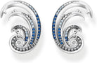 THOMAS SABO Ohrclip Welle mit blauen Steinen 925 Sterlingsilber, Geschwärzt