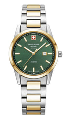 Swiss Alpine Military Damen Armbanduhr Argos bicolor grün 34mm Quarz 10ATM  7767.1144