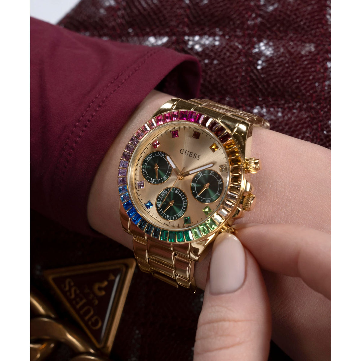 Guess Damen Armbanduhr Halo Rainbow