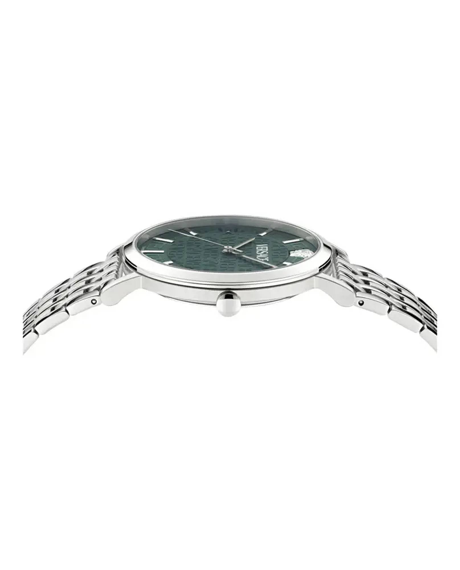 Versace Herren Uhr Greca Slim 40mm Silber Grün VE8Q00324