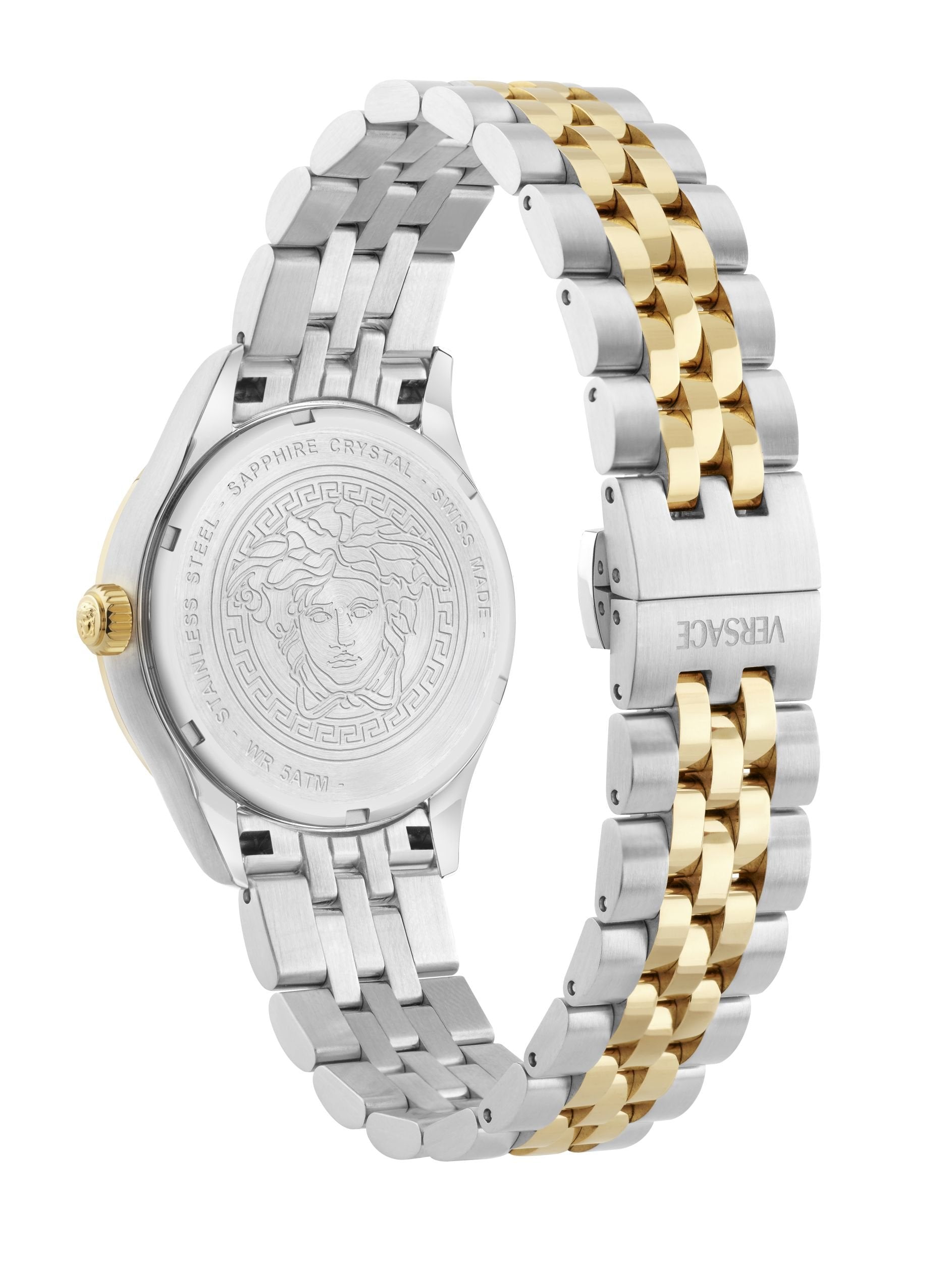 Versace Uhr Damen Hellenyium Lady Gold/Silber Grün 35 mm VE2S01125