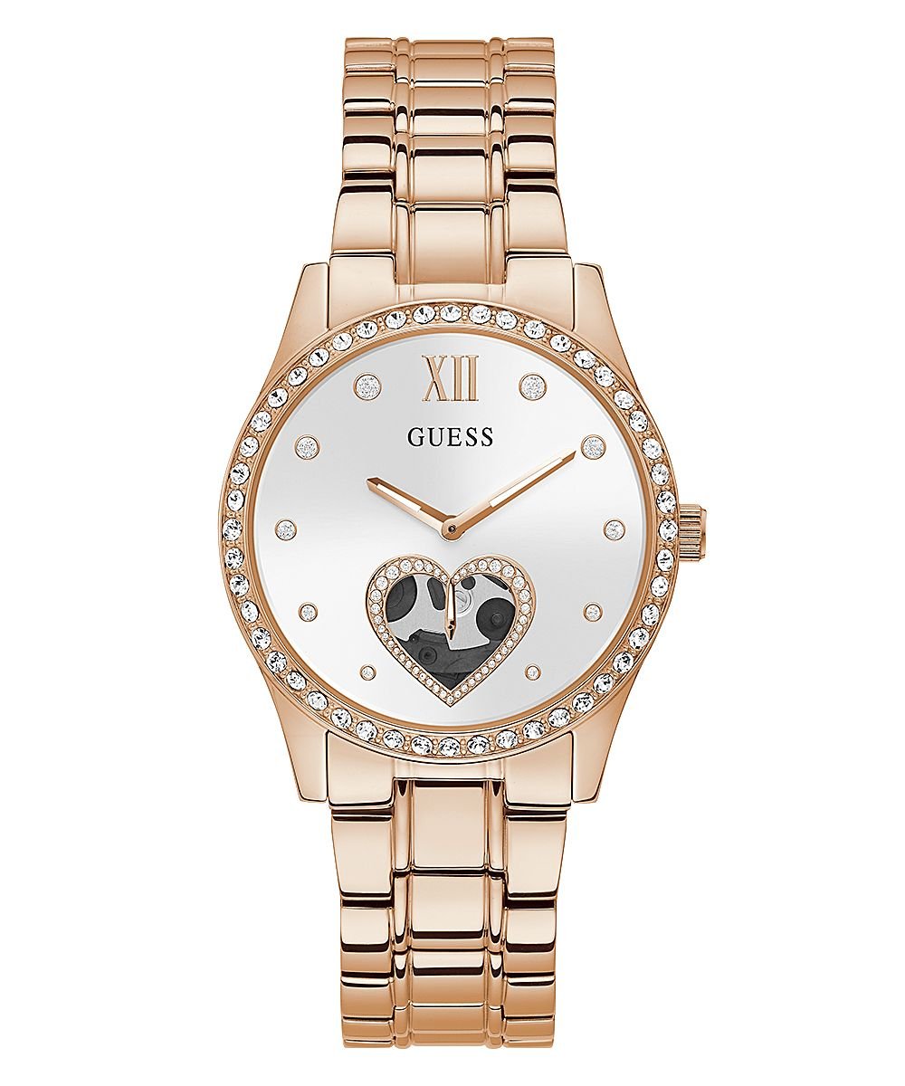 Guess Damen Armbanduhr Be Loved 38 mm Herz auf Zifferblatt Armband Edelstahl GW0380L3