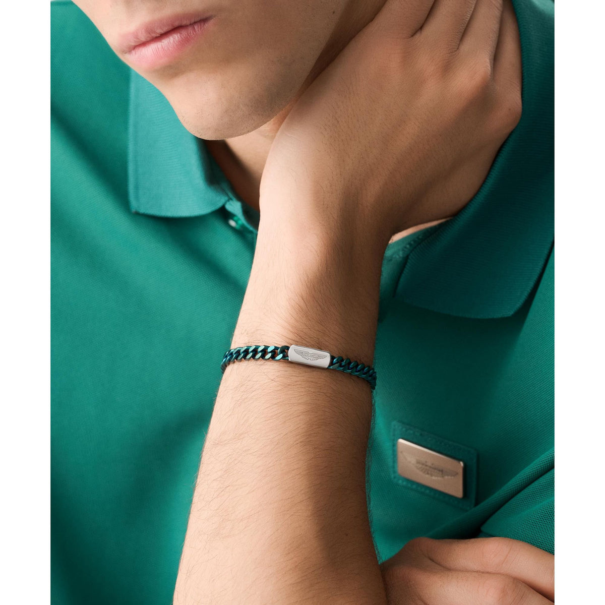 Aston Martin Armband Herren AML ICON Edelstahl Grün MJIUF5BL5