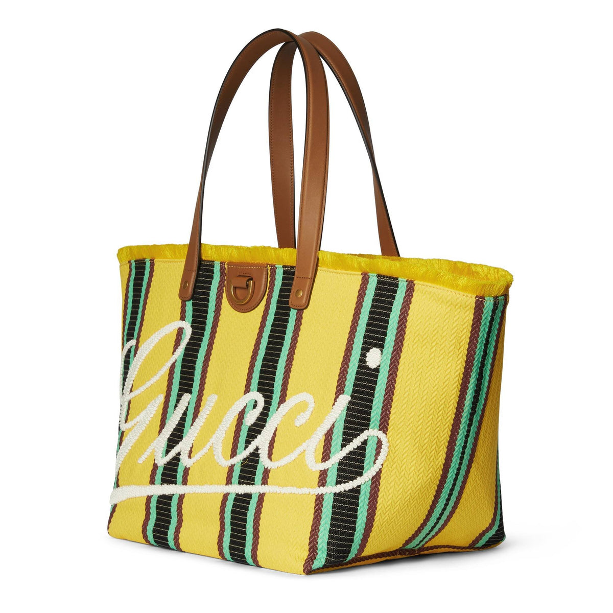 Gucci Tragetasche Herren Embroidered Medium Canvas Tote Bag Grün Multicolor 818771FAEF88797