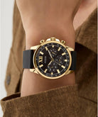 Guess Armbanduhr Herren Walker Multifunktion Gold Schwarz GW0913G2