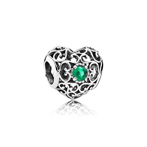 PANDORA Damen-Charm Mai Herz 925 Silber Kristall grün - 791784NRG