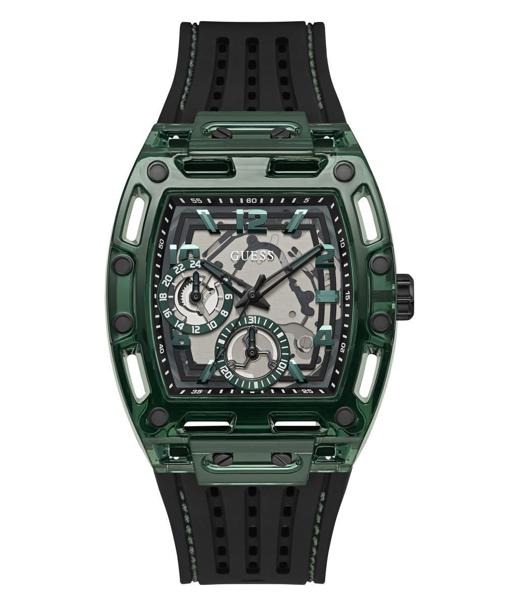 Guess Herren Armbanduhr Multifunktion Phoneix schwarz, grün 43 mm GW0499G7