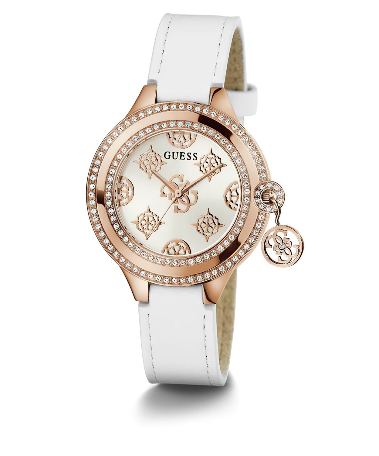 GUESS Damen Armbanduhr CHARMED in Weiß & Roségold-Ton GW0684L4