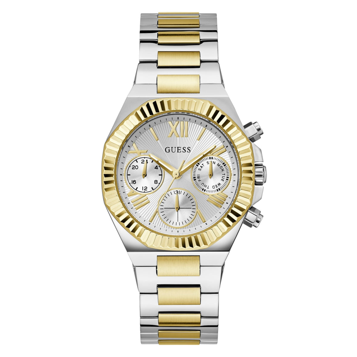 Guess Damen Multifunktionsuhr EQUALITY GW0769L3 Silber und Gold