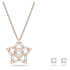 Swarovski Stella Set, Halskette Ohrringe Verschiedene Schliffe, Stern, Weiß, Roségold 5622730
