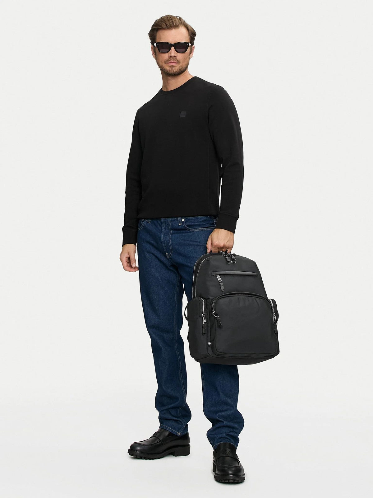 HUGO BOSS Herren Rucksack mit Logo und Zwei-Wege Reissverschluss Dunkelblau 50504306