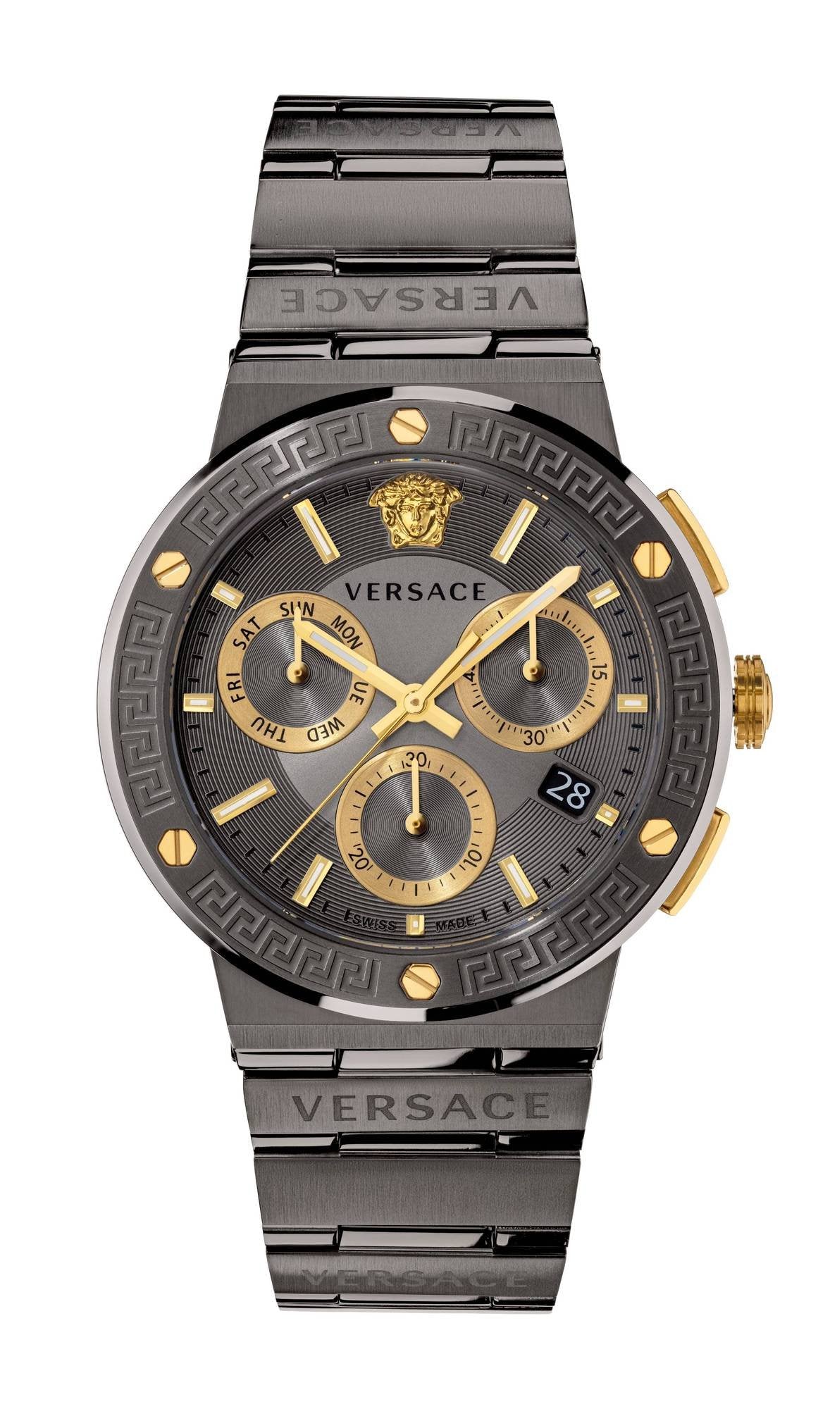Versace Herrenuhr Chronograph Greca Logo Chrono VEZ900521 Anthrazit