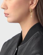 Philipp Plein Damen LADY VALENTINE IP Yellow Gold White Crystals Key Hoop Earrings PJHGA21EU