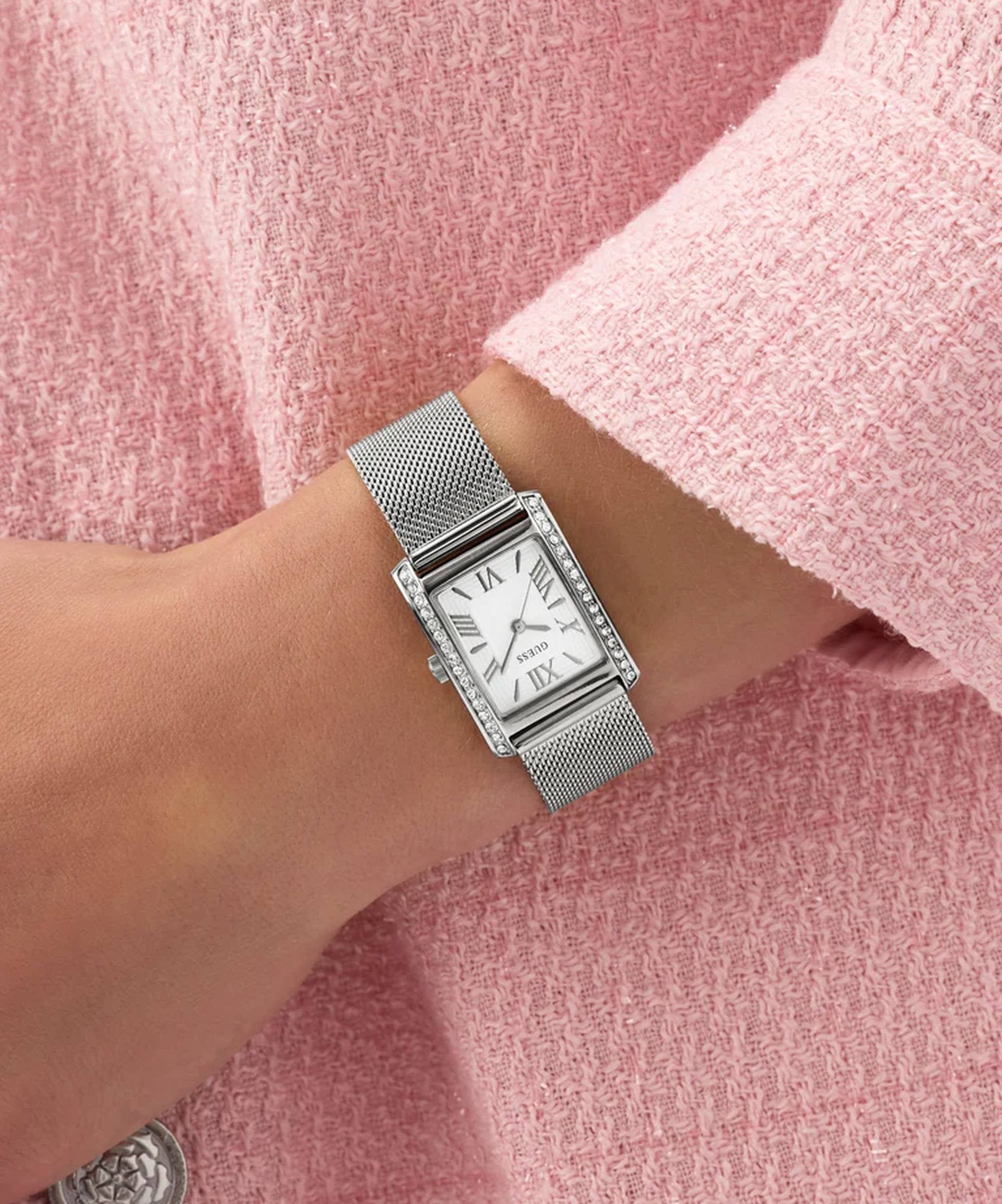 Guess Armbanduhr Damen Ladies Silver Tone Analog Watch Silber GW0997L1