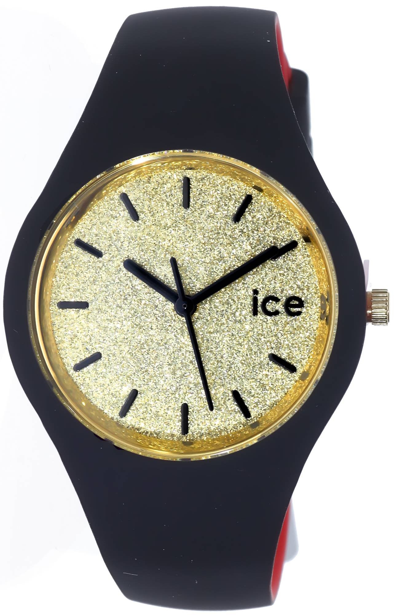 Ice-Watch - Ice Loulou Gold Glitter - Schwarz Damenuhr mit Silikonarmband - 007228 (Small)