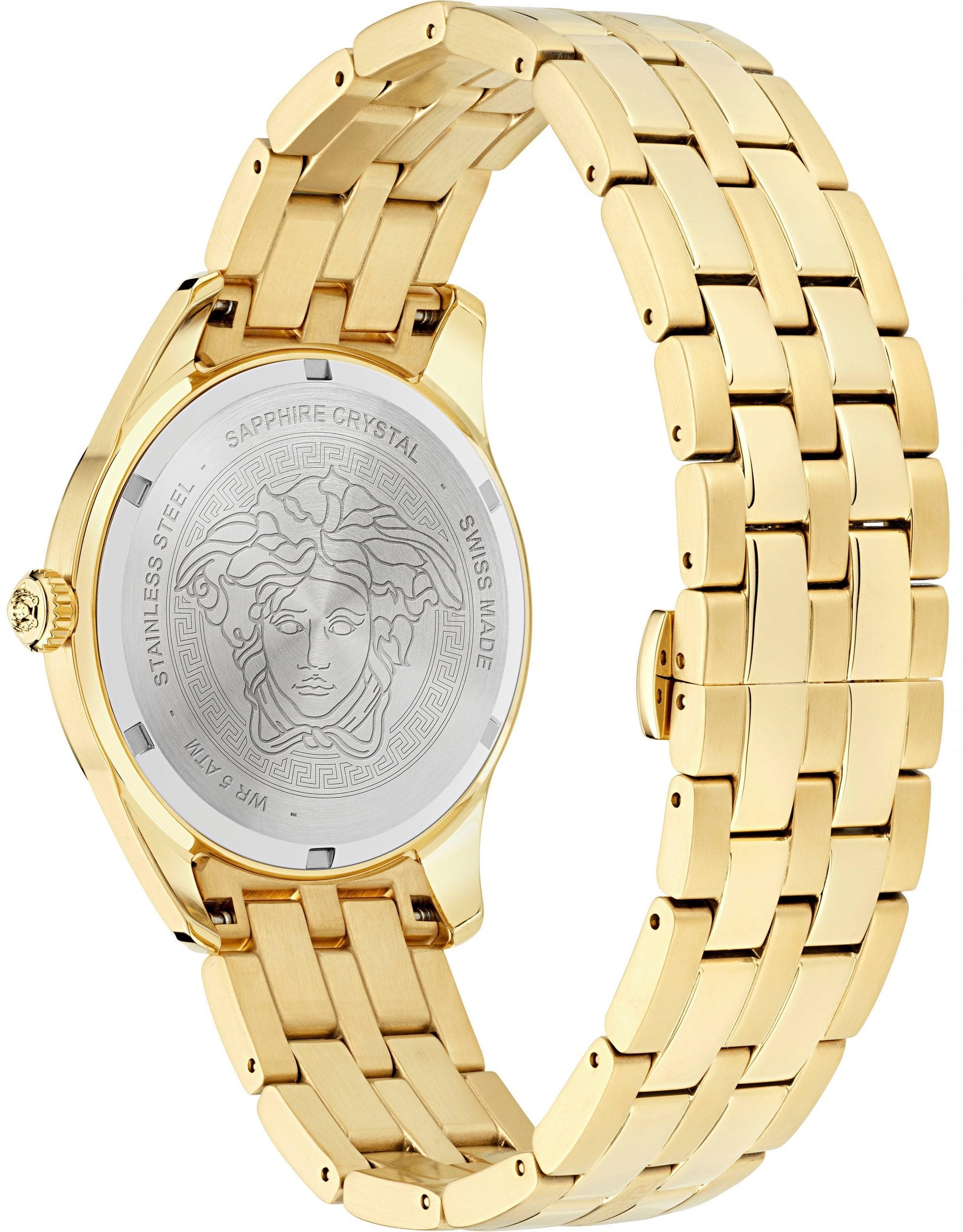 Versace Quarzuhr Greca Time GMT VE7C00723 - Herrenuhr Goldfarben