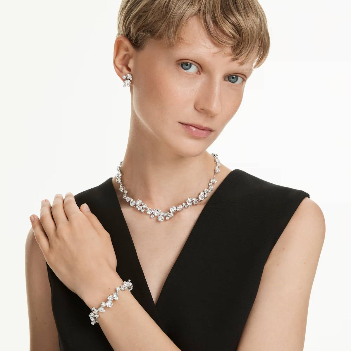 Swarovski Schmuckset Damen Constella Verschiedene Schliffe Weiß Rhodiniert 5738285