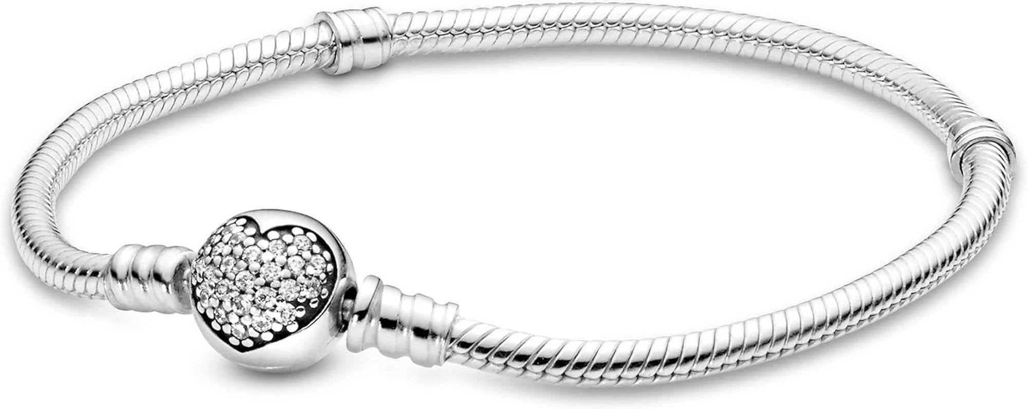 Pandora Kettenarmband Damen Moments Funkelndes Herz Sterling Silber Silber 590743CZ-17