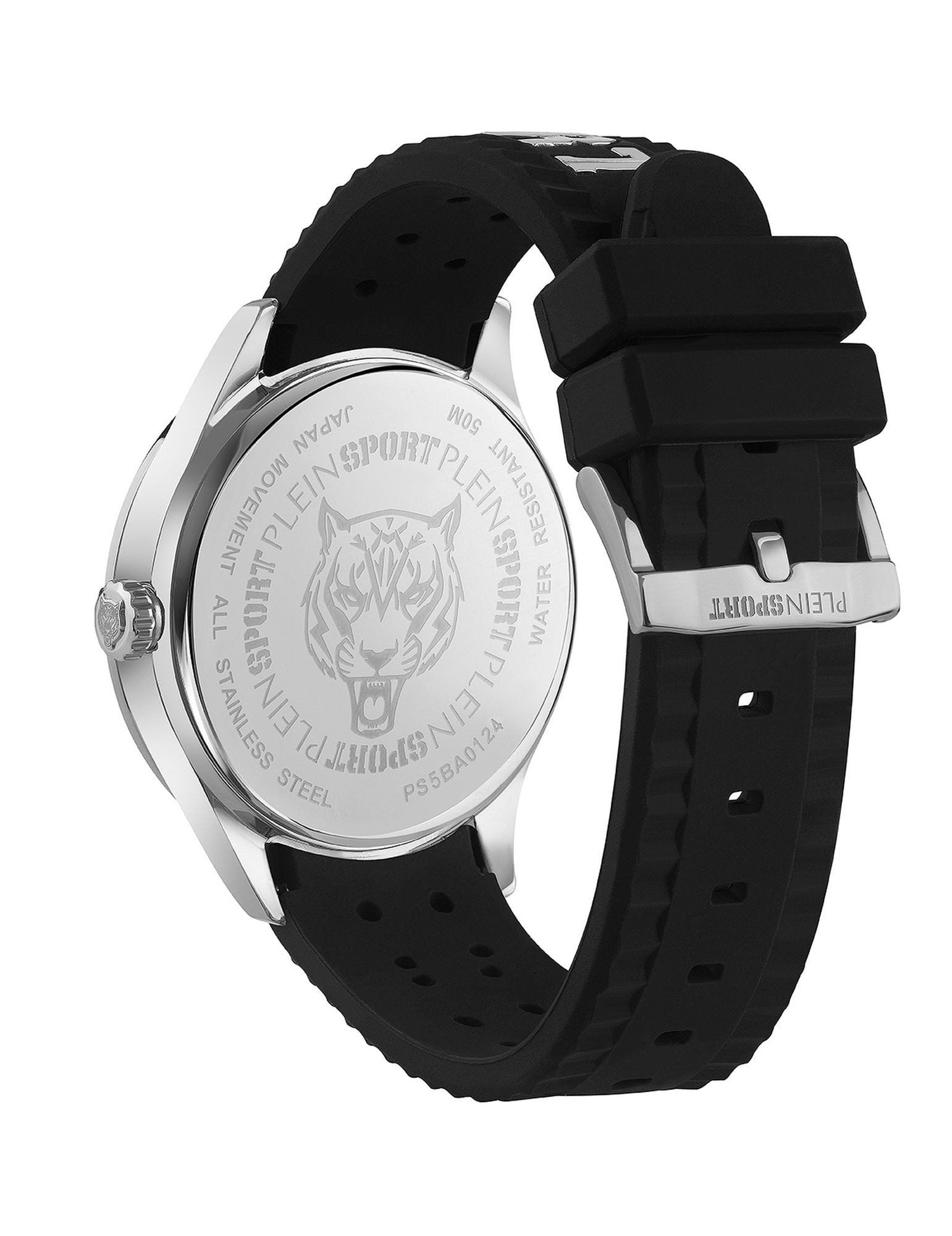 Plein Sport Herren Uhr Lineman PS5BA0124 Silber Schwarz Silikon 45 mm
