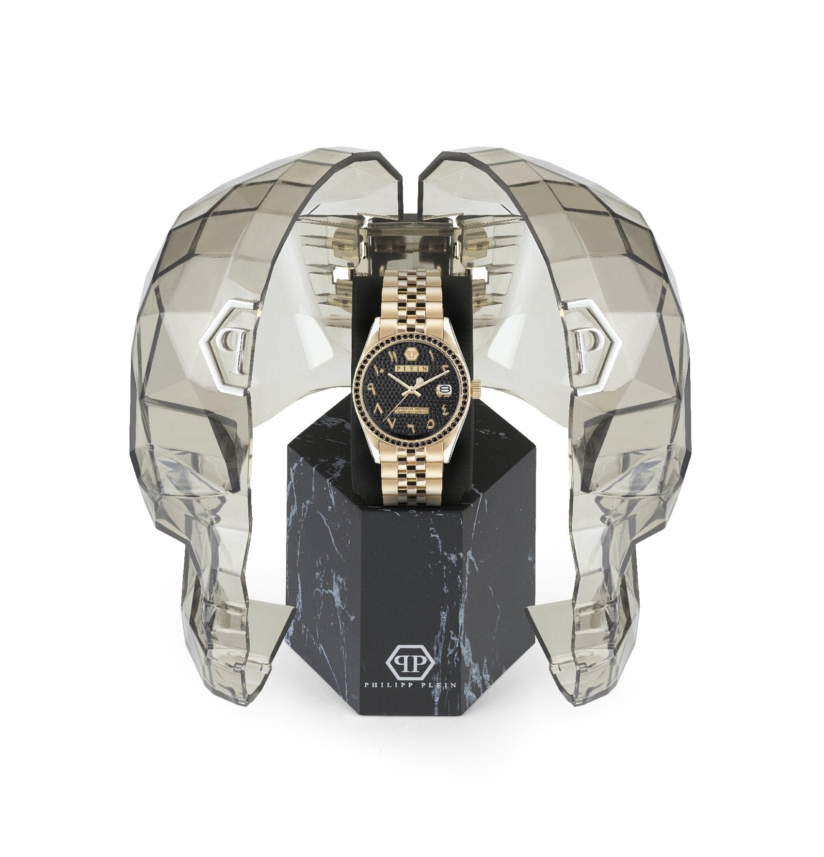 Philipp Plein Damenuhr Date Superlative Crystal Gold