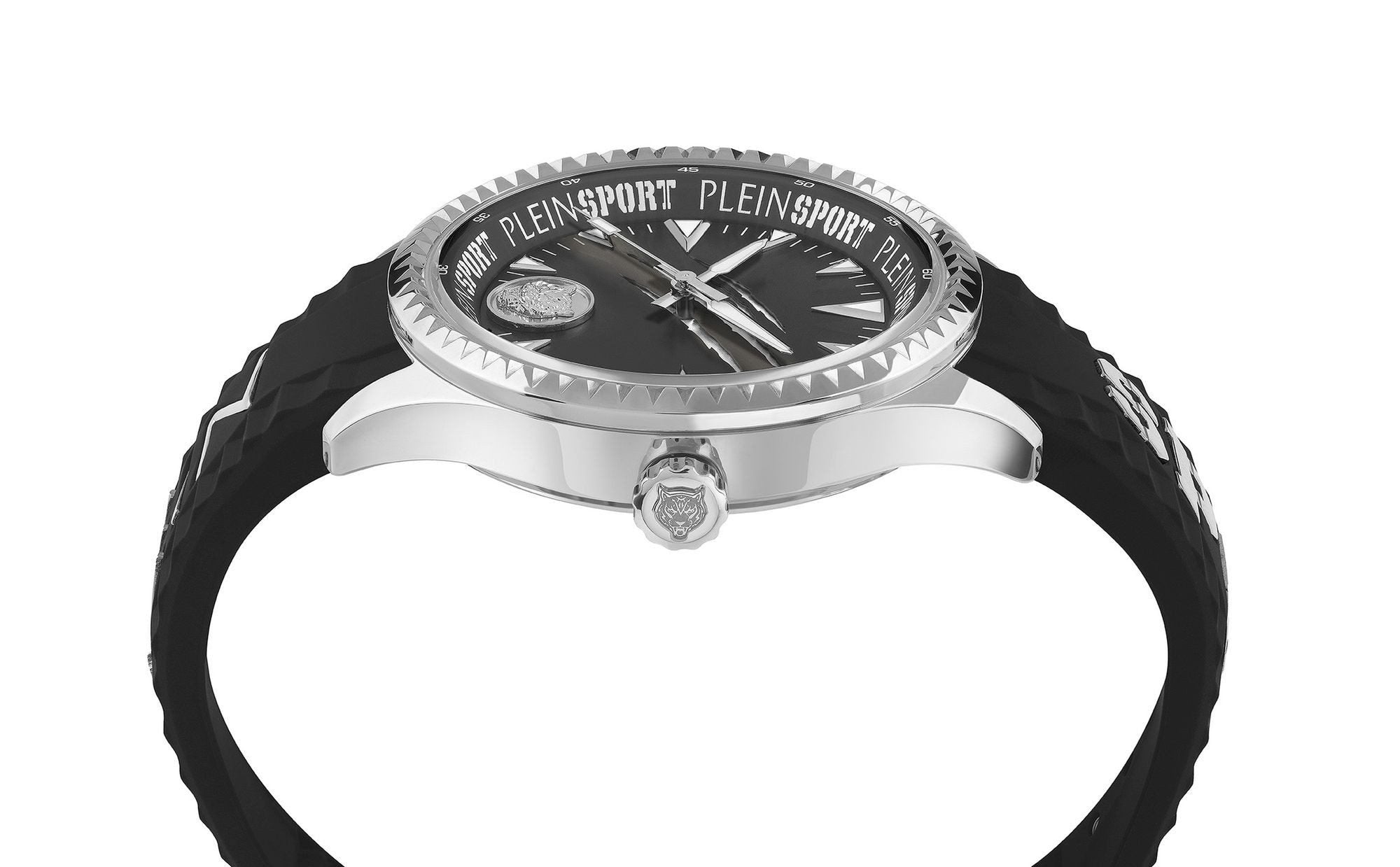 Plein Sport Herren Uhr Lineman PS5BA0124 Silber Schwarz Silikon 45 mm