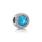 PANDORA Damen-Charm Himmelblauer Strahlenkranz der Herzen 925 Silber Kristall blau Brillantschliff - 791725NBS