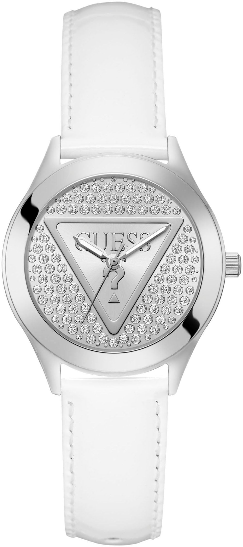 Guess Quarzuhr Damen Glitz Plaque / Trend Silber/Weiß GW0745L3