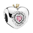 Pandora Damen-Charm Prinzessin Heart 925 Silber Zirkonia pink Kissenschliff - 791375PCZ