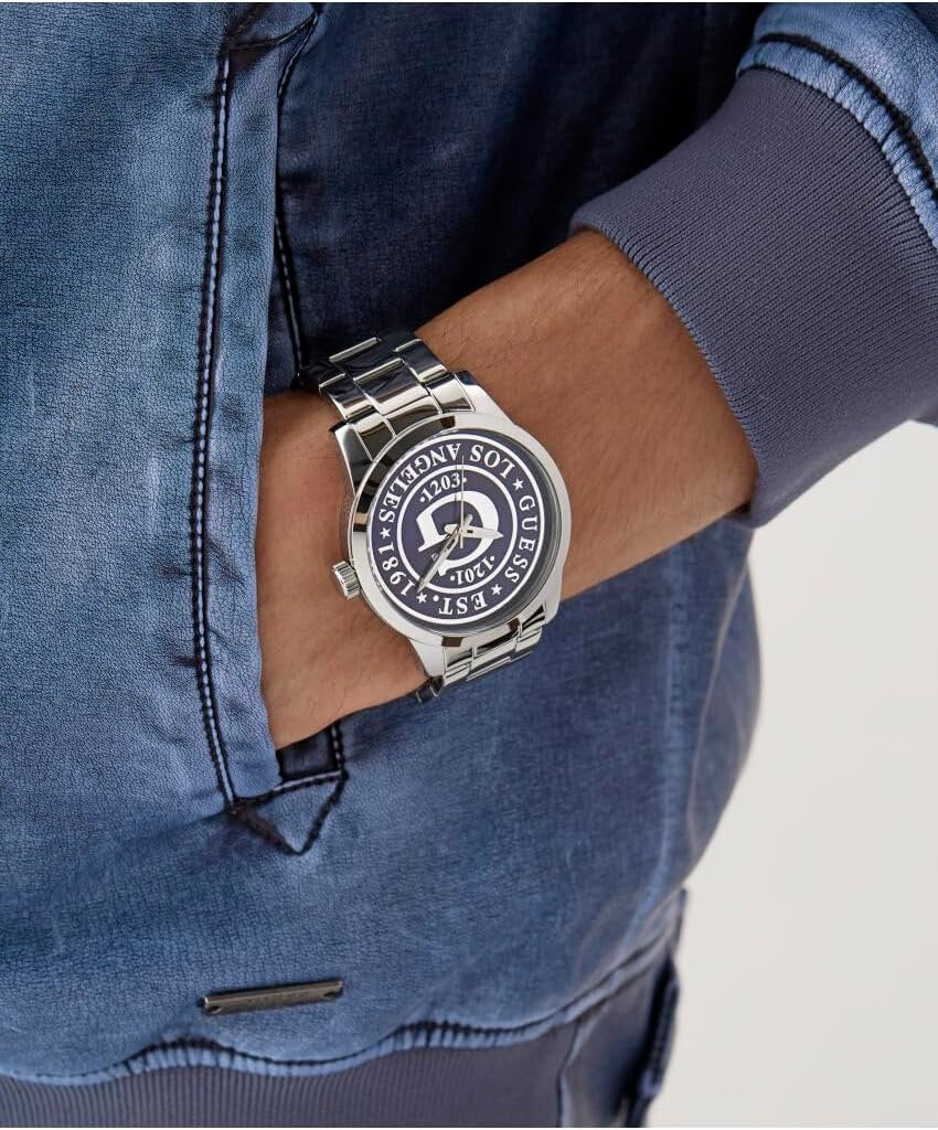 Guess Armbanduhr Herren Collegiate Analog Silber GW0888G1