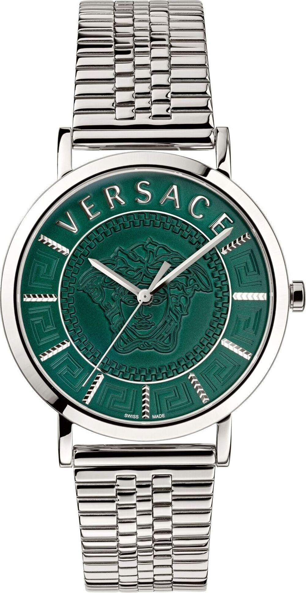 Versace Herren Armbanduhr V-ESSENTIAL silber, grün 40 mm VEJ400921