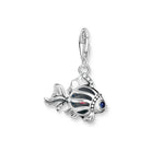Thomas Sabo Charm-Anhänger Fisch 925 Sterlingsilber geschwärzt Glas-Keramik Stein pink Opalsynthetischer Spinell Zirkonia