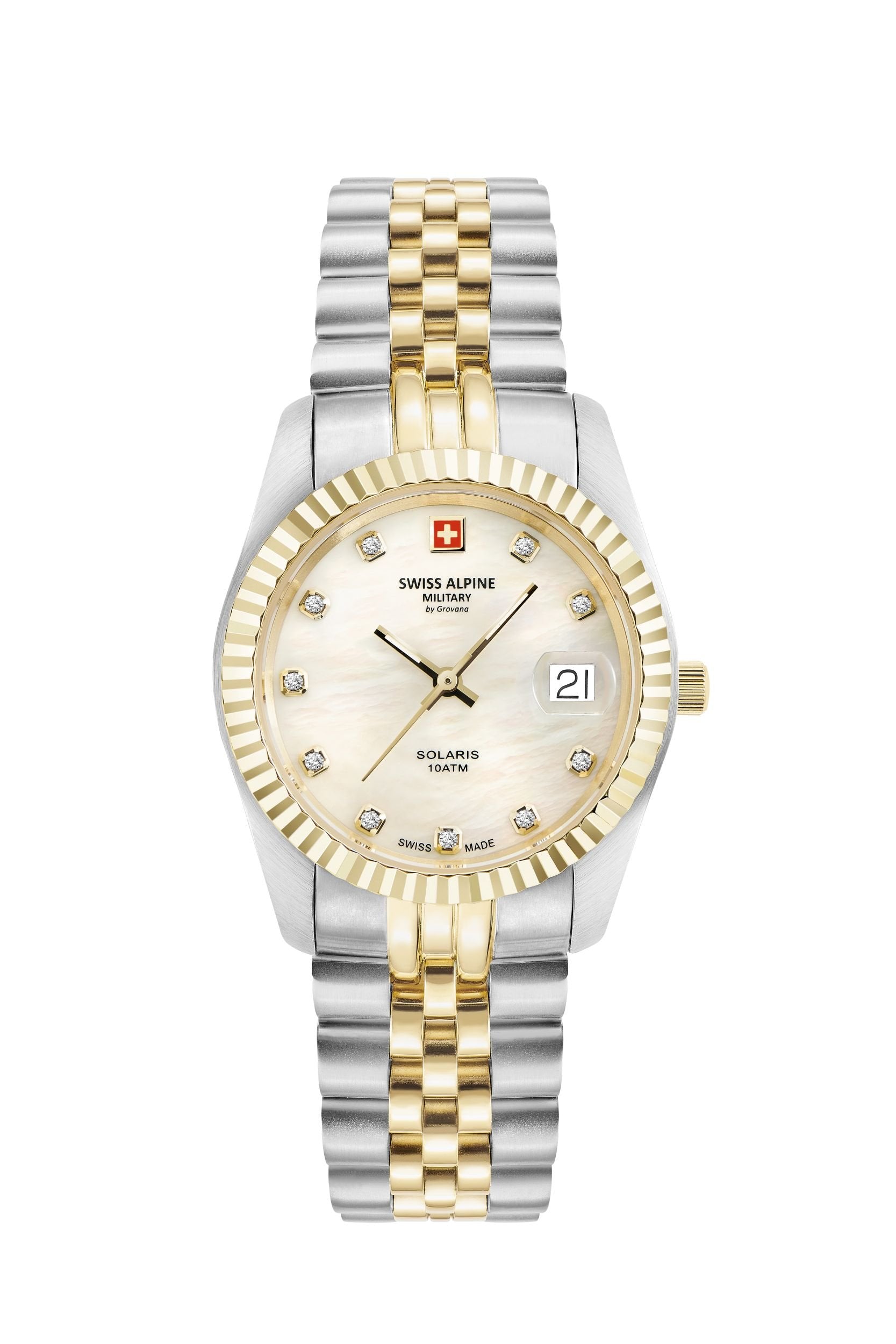 Swiss Alpine Military by Grovana Armbanduhr Damen Solaris Bicolor Perlmutt 7716.1243