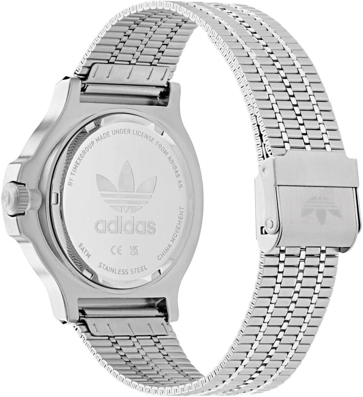adidas Expression Three Unisex Armbanduhr, Quarz Analog, Edelstahl, 41 mm, Edelstahlarmband, Silber, 5 bar, Zifferblattfarbe: Blau, AOFH25505