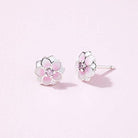 Pandora Ohrstecker Radiant Bloom Magnolie Sterling Silber, Cubic Zirkonia, Emaille 290739PCZ