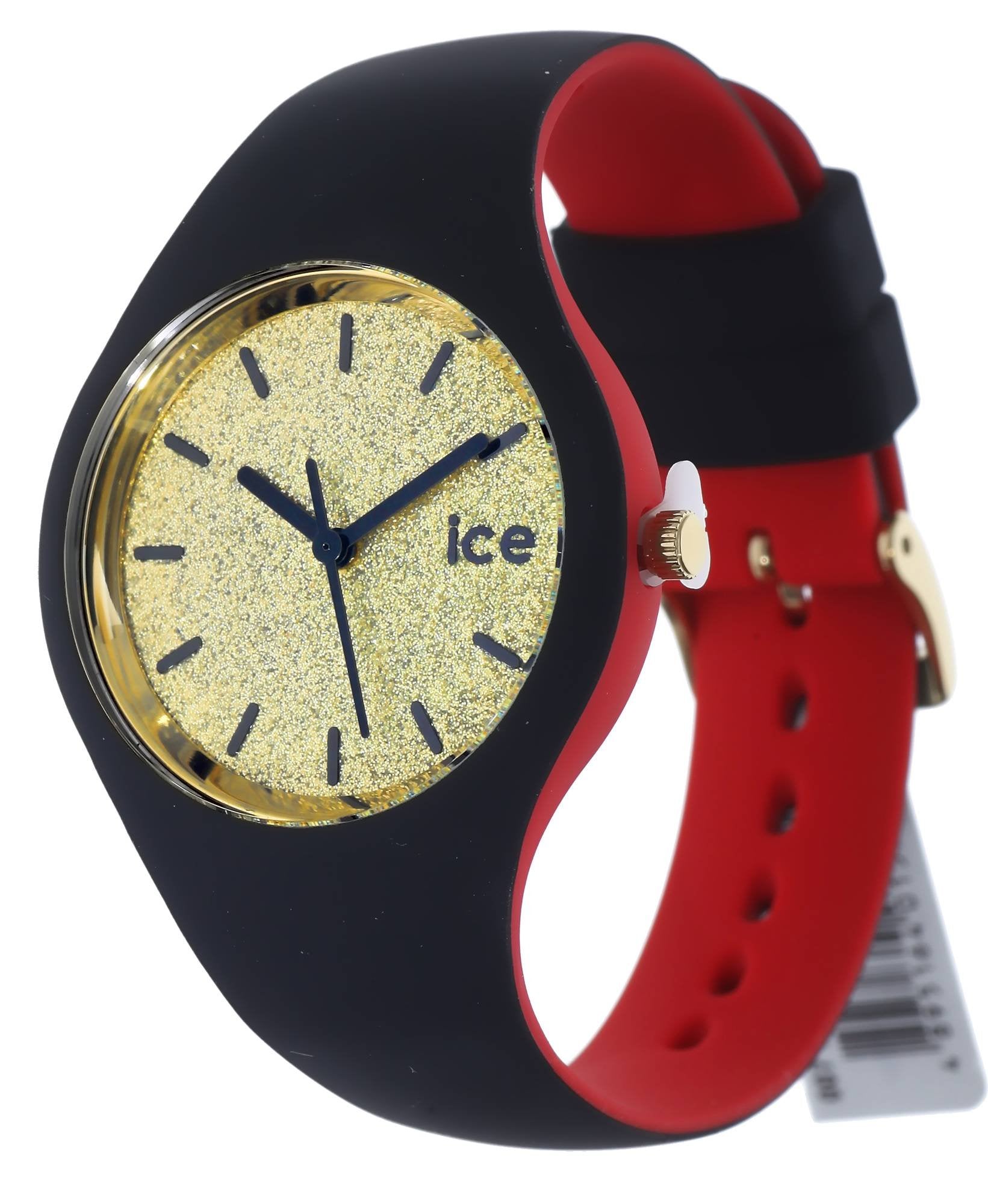 Ice-Watch - Ice Loulou Gold Glitter - Schwarz Damenuhr mit Silikonarmband - 007228 (Small)