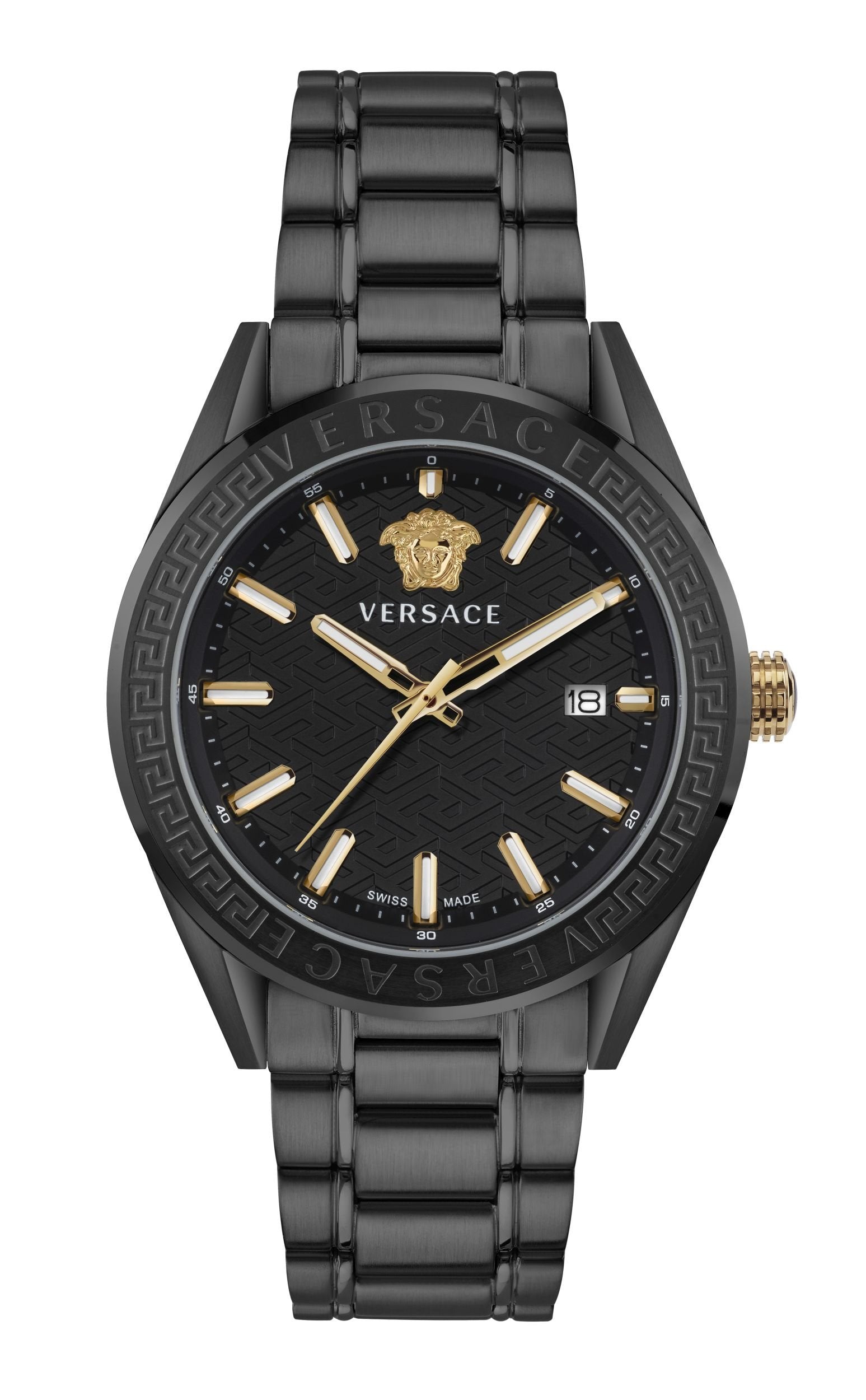 Versace V‑Code Quarz 42 mm Herren­uhr schwarz VE6A00925