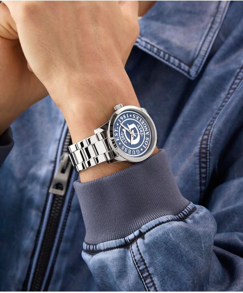Guess Armbanduhr Herren Collegiate Analog Silber GW0888G1
