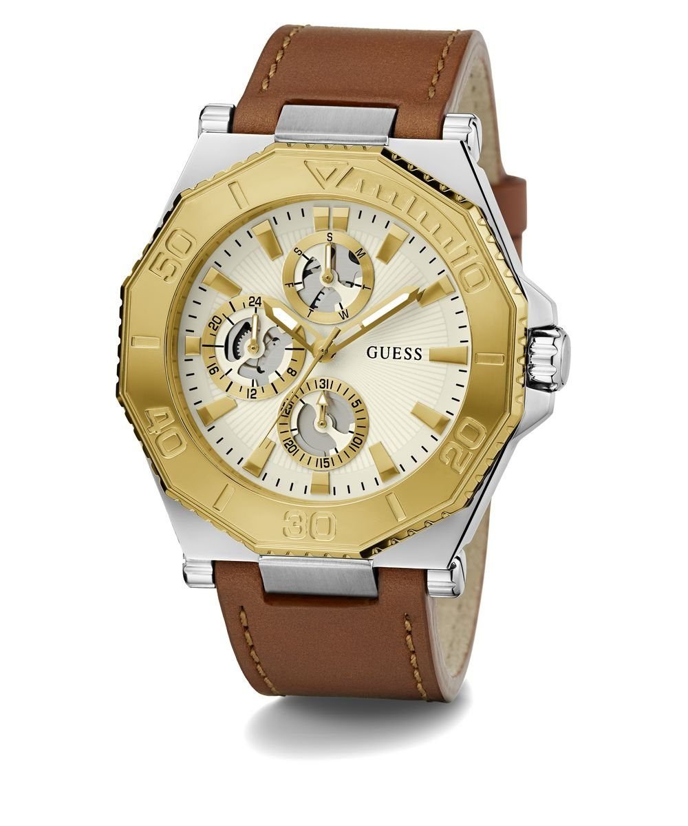 Guess Herren Multifunkion Armbanduhr PRIME braun, gold 46 mm GW0704G1