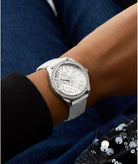 Guess Armbanduhr Damen Guess Ladies White Silver Tone Analog Watch GW0989L1 Silber Weiß GW0989L1
