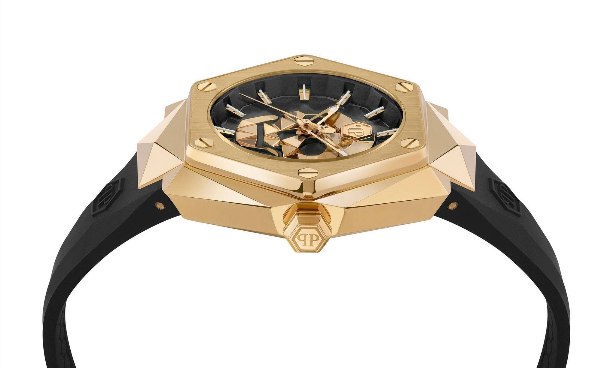 Philipp Plein Damen Uhr $KULL SPIKES LADY Schwarz / Gold PWADA0224
