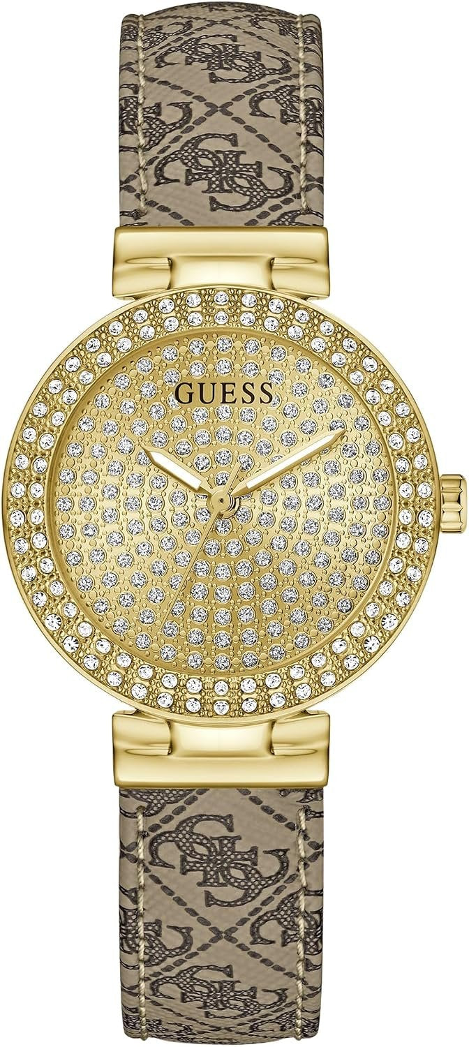 Guess Analoguhr Damen Ivy Beige Goldfarben GW0943L2