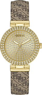 Guess Analoguhr Damen Ivy Beige Goldfarben GW0943L2