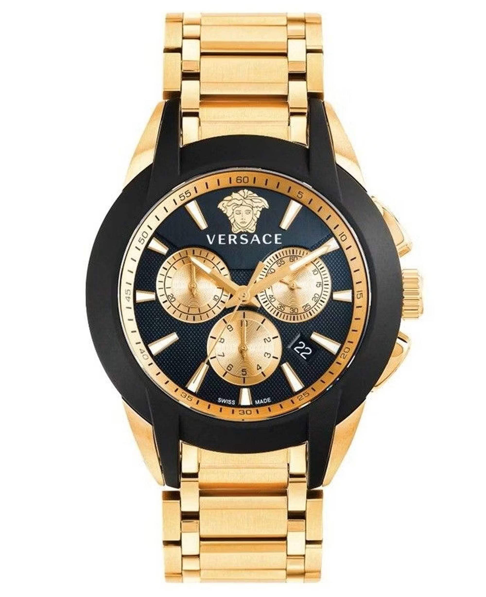 Versace Armbanduhr Unisex Character Chronograph Gold Schwarz VEM800524